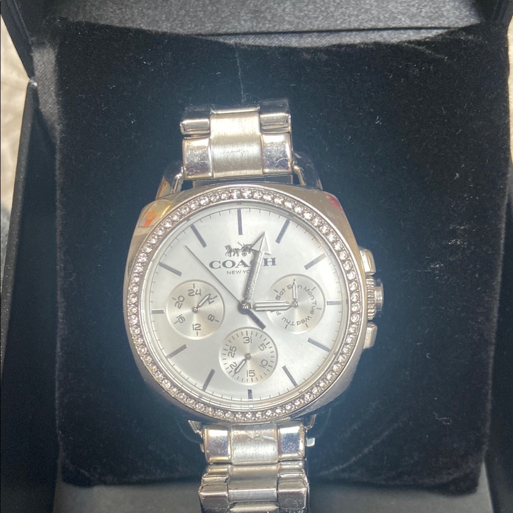 Coach Silver Watch with Crystal Accents